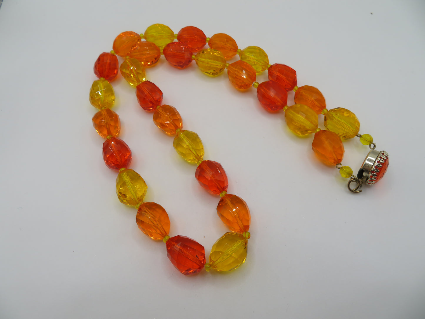 Vintage Sunset Jelly Bean Beaded West German Chunky Necklace