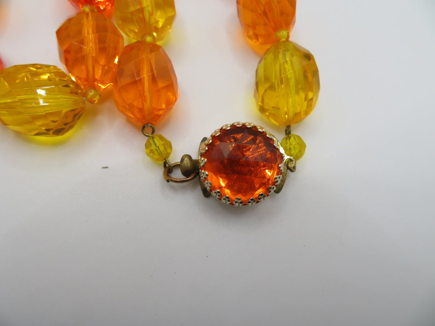 Vintage Sunset Jelly Bean Beaded West German Chunky Necklace