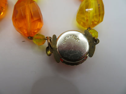 Vintage Sunset Jelly Bean Beaded West German Chunky Necklace
