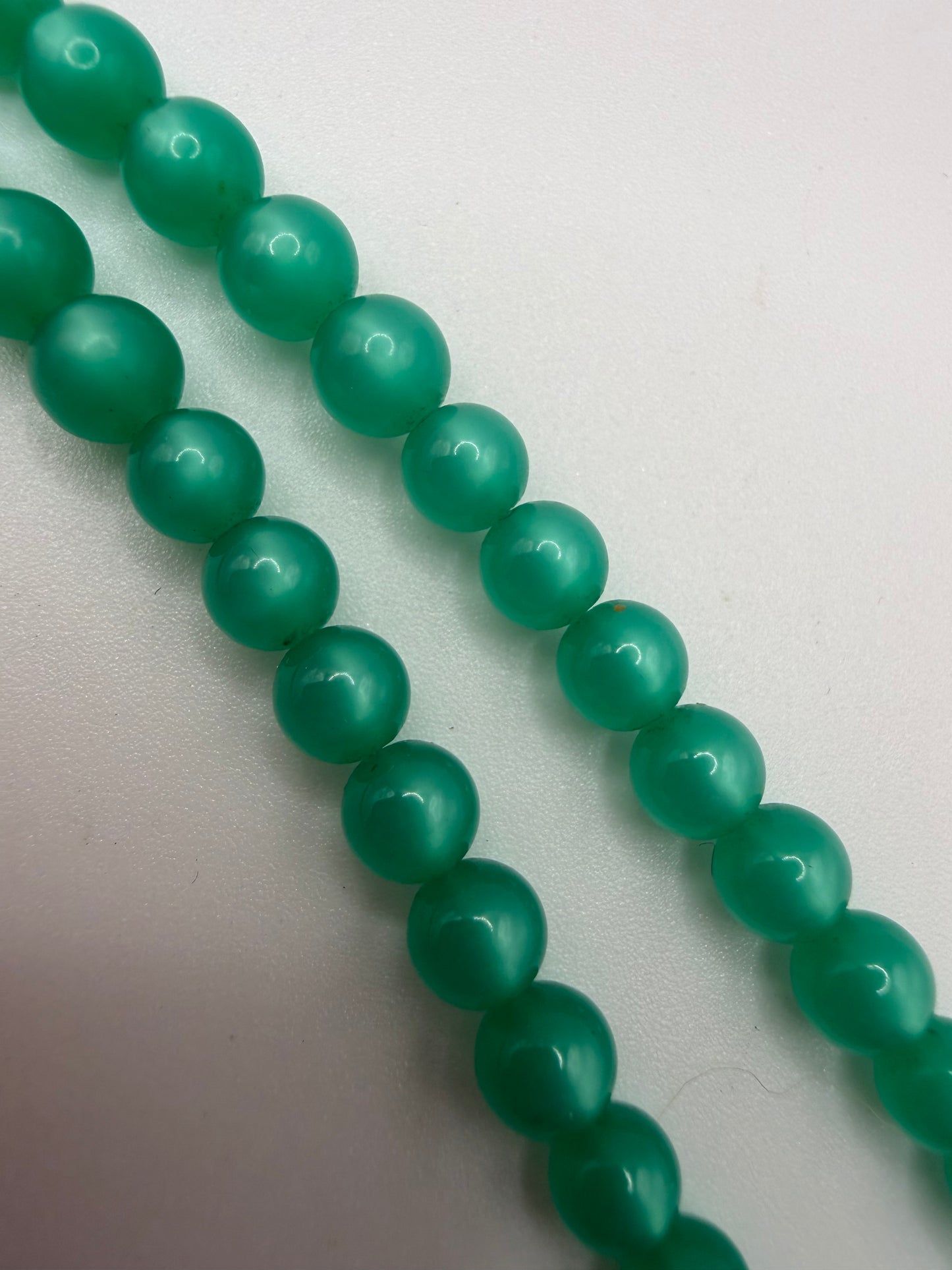 Vintage Midcentury Moonglow Vivid Green Jade Necklace