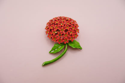 Vintage Weiss Enamel Rhinestone Flower Pin