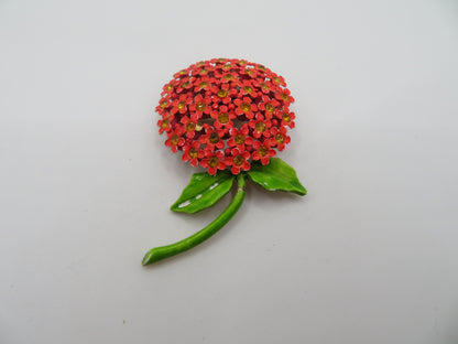 Vintage Weiss Enamel Rhinestone Flower Pin