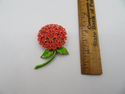 Vintage Weiss Enamel Rhinestone Flower Pin