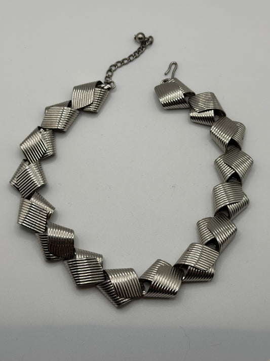 Vintage Rare 1950s Napier Sterling Silver Modernist Link Necklace