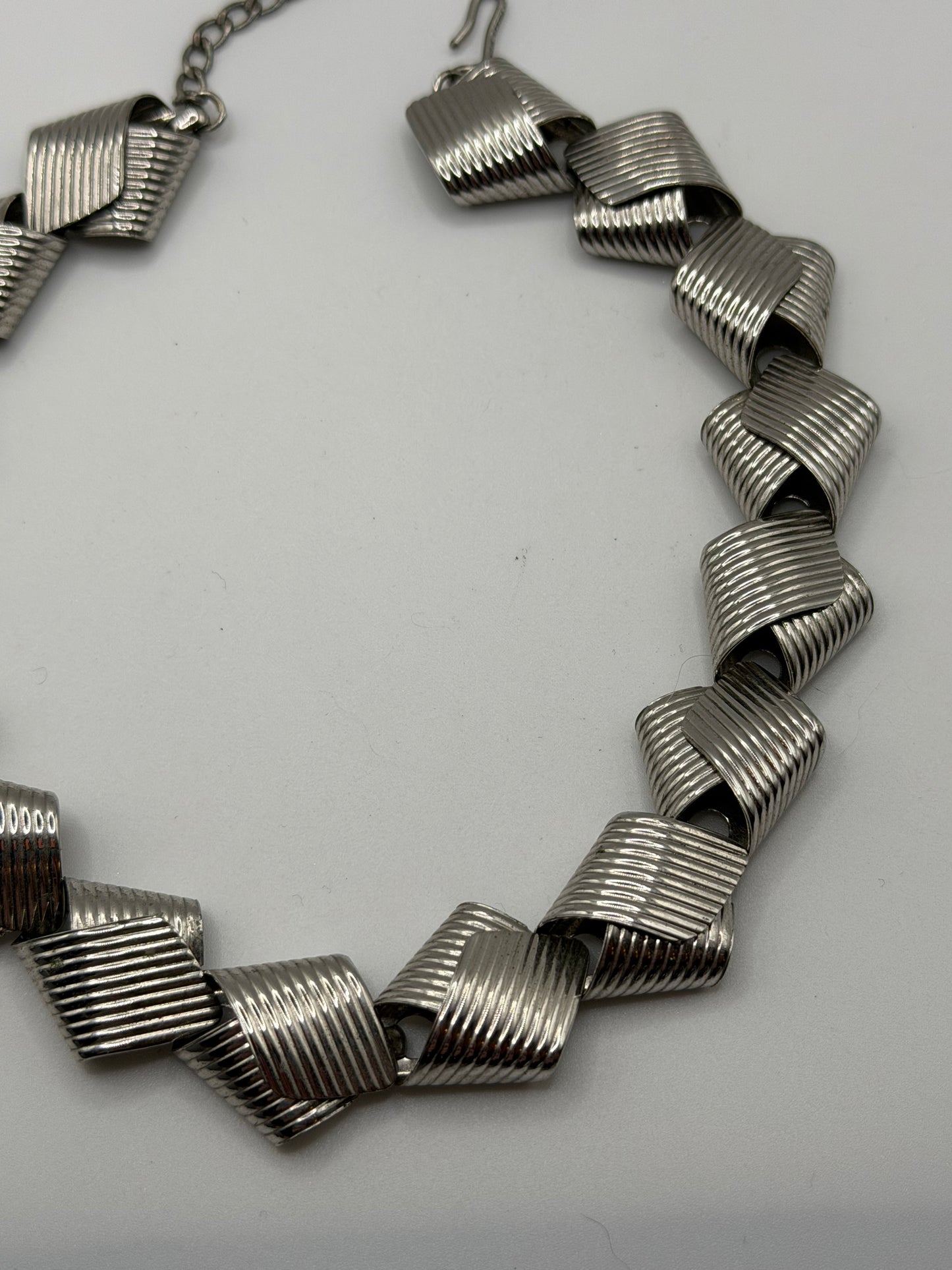 Vintage Rare 1950s Napier Sterling Silver Modernist Link Necklace