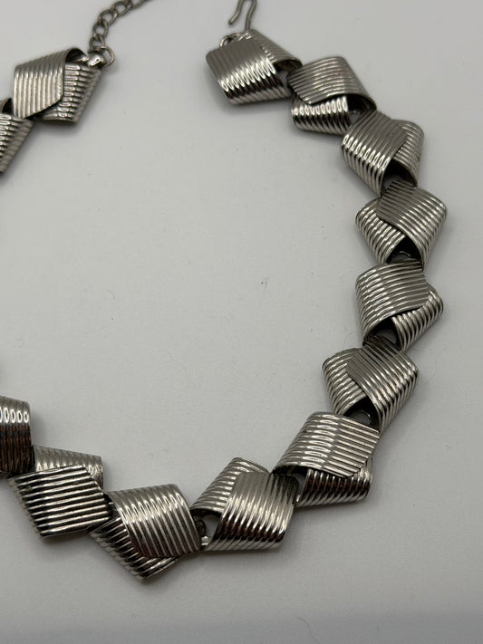 Vintage Rare 1950s Napier Sterling Silver Modernist Link Necklace