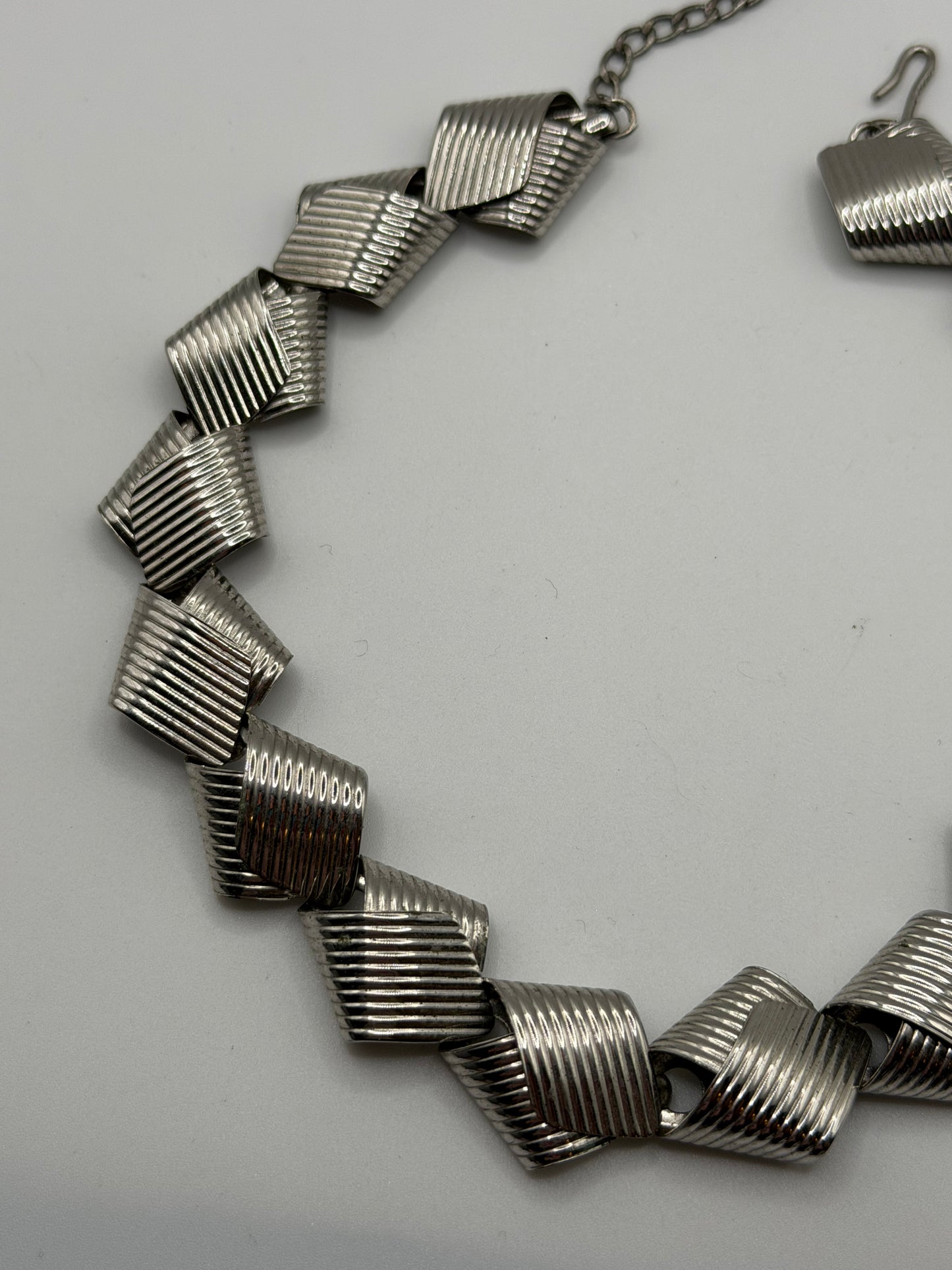 Vintage Rare 1950s Napier Sterling Silver Modernist Link Necklace