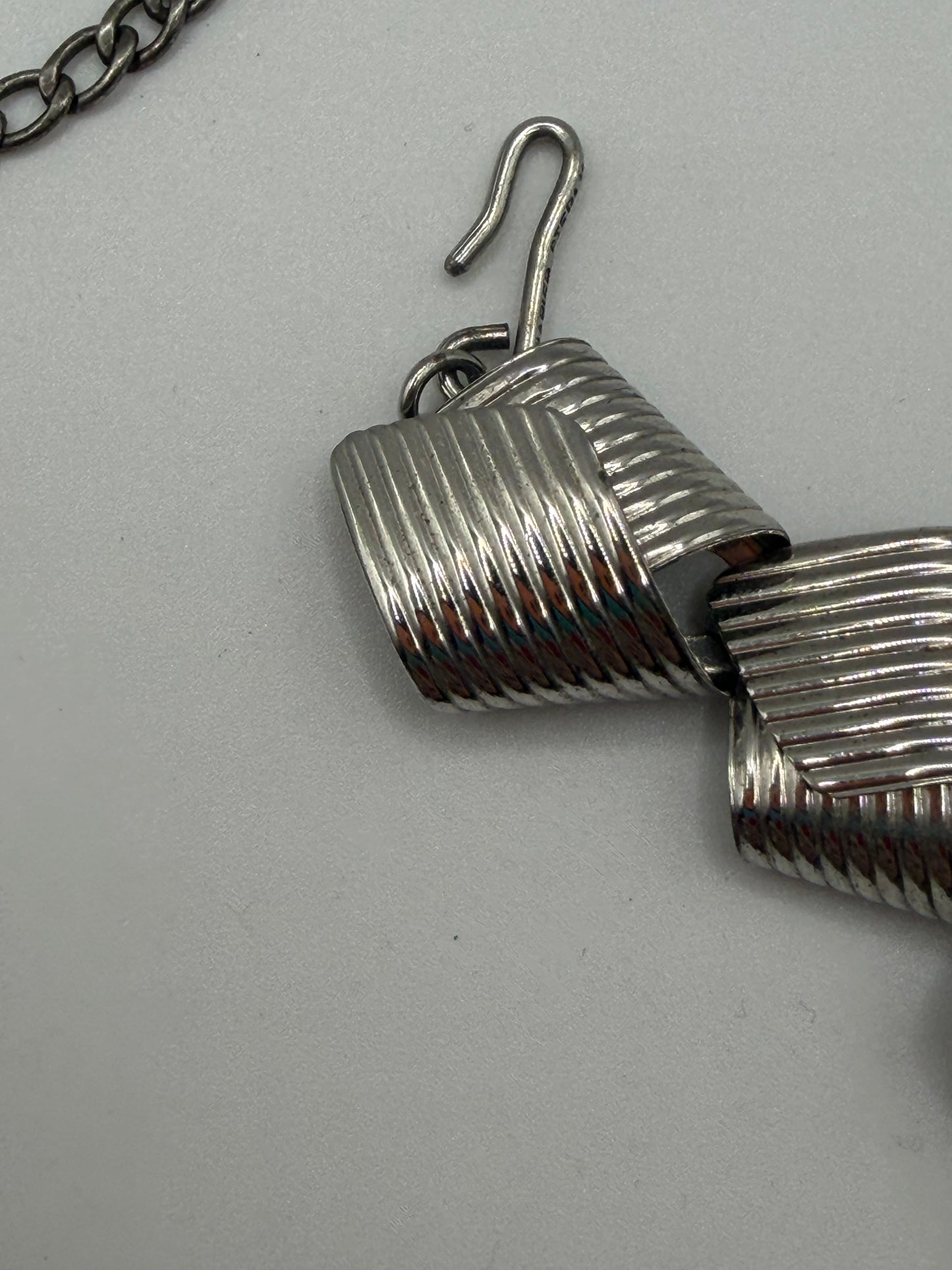 Vintage Rare 1950s Napier Sterling Silver Modernist Link Necklace