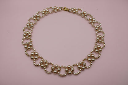 Vintage Daisy Beaded Pearl Collar Necklace