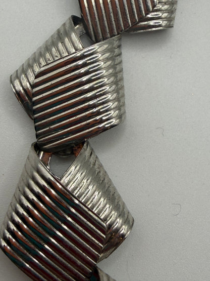 Vintage Rare 1950s Napier Sterling Silver Modernist Link Necklace