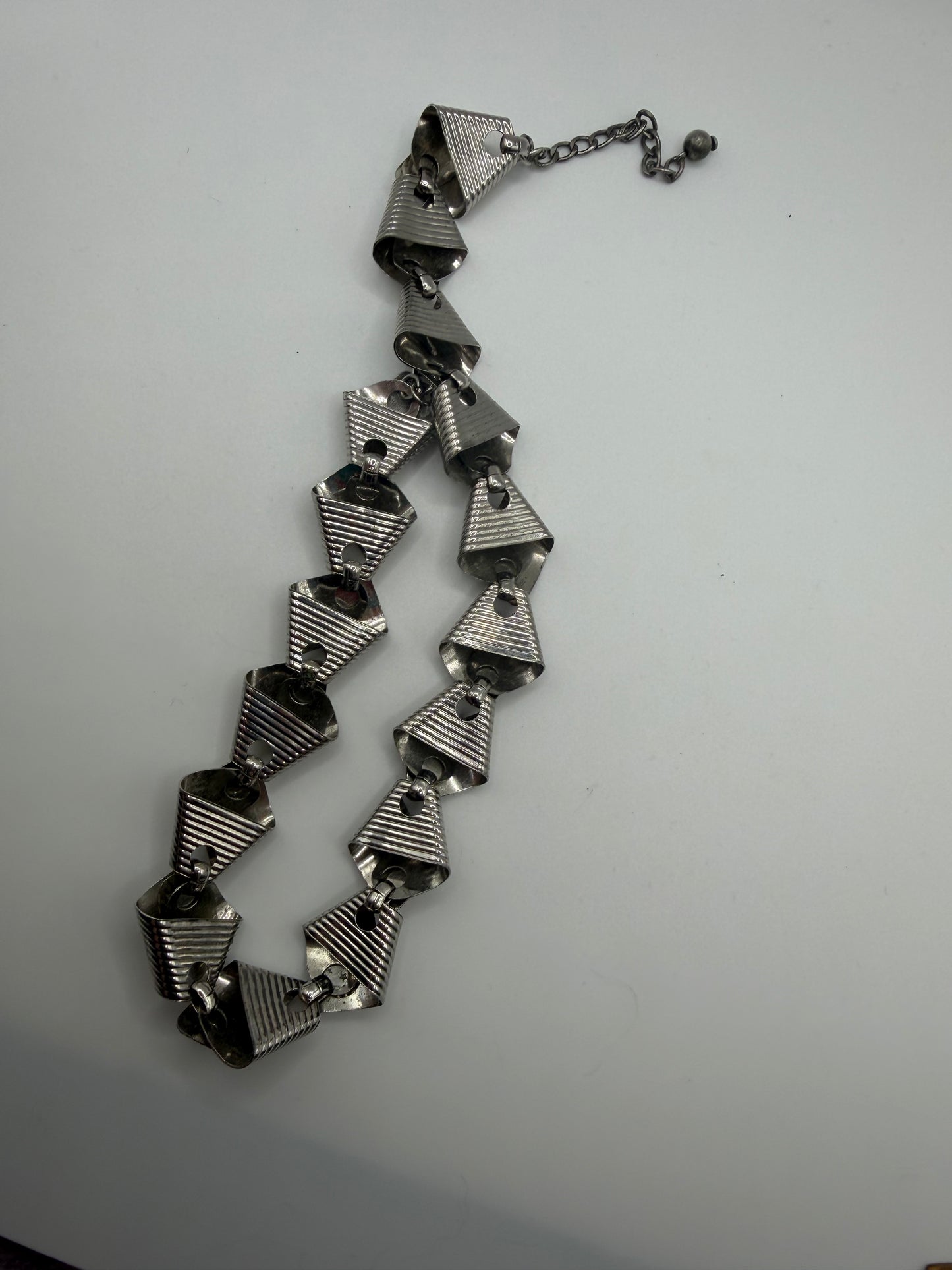 Vintage Rare 1950s Napier Sterling Silver Modernist Link Necklace