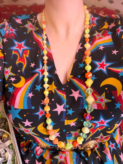 Vintage West Germany Fruit Salad Atomic Beaded Necklace & Earrings Set