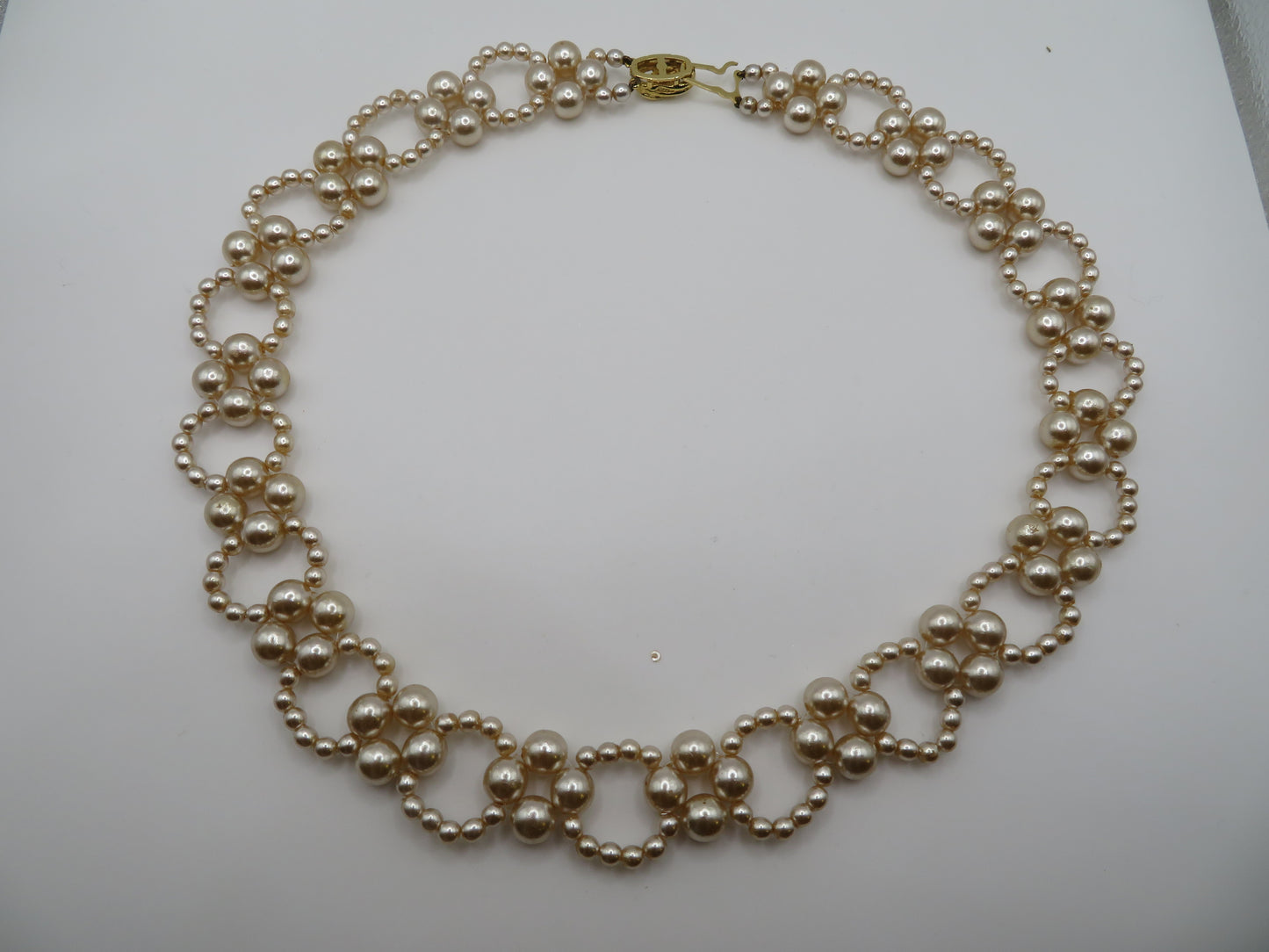 Vintage Daisy Beaded Pearl Collar Necklace