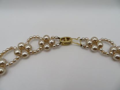 Vintage Daisy Beaded Pearl Collar Necklace