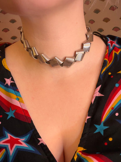 Vintage Rare 1950s Napier Sterling Silver Modernist Link Necklace