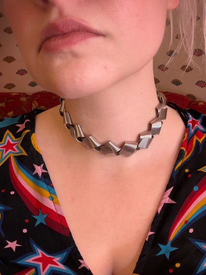 Vintage Rare 1950s Napier Sterling Silver Modernist Link Necklace