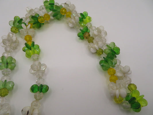 Iris Apfel's Vintage Chunky Green Flower Lucite Necklace