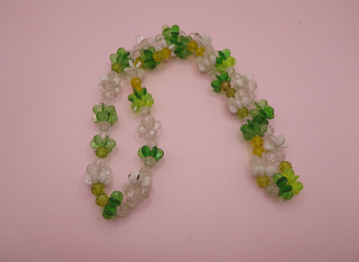 Iris Apfel's Vintage Chunky Green Flower Lucite Necklace
