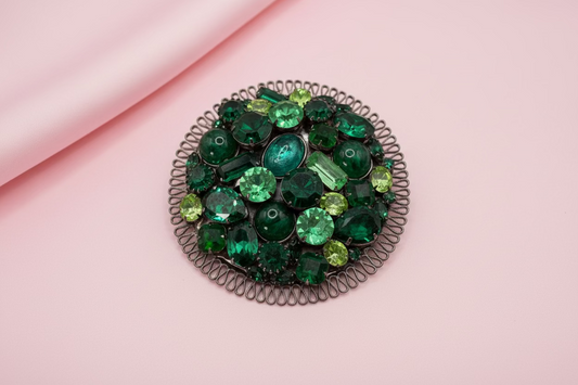 Vintage Lawrence Vrba Supersized Royal Green Cabochon Brooch