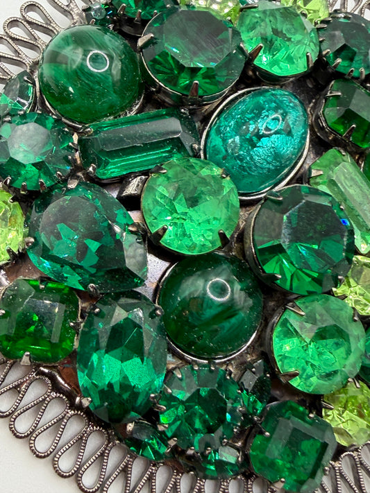 Vintage Lawrence Vrba Supersized Royal Green Cabochon Brooch