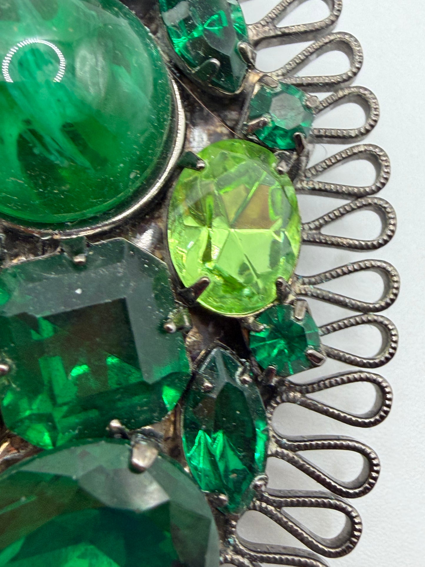 Vintage Lawrence Vrba Supersized Royal Green Cabochon Brooch