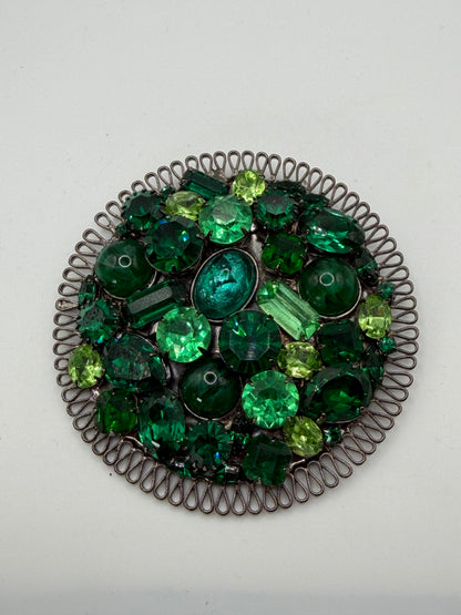 Vintage Lawrence Vrba Supersized Royal Green Cabochon Brooch