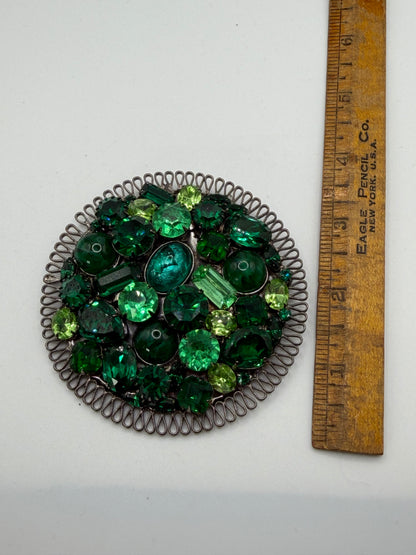 Vintage Lawrence Vrba Supersized Royal Green Cabochon Brooch
