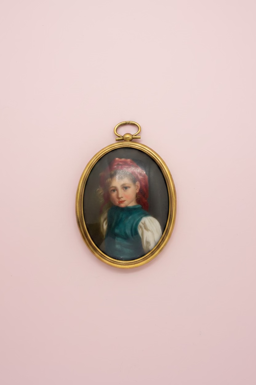 Antique 19th Century Oversized Large Child Germain Portrait Miniature Pendant