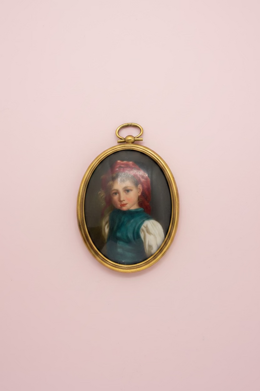 Antique 19th Century Oversized Large Child Germain Portrait Miniature Pendant