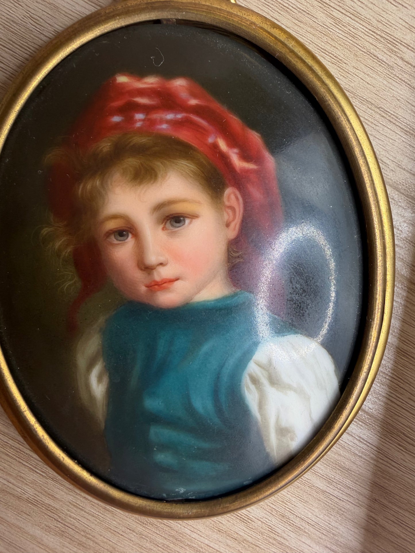 Antique 19th Century Oversized Large Child Germain Portrait Miniature Pendant
