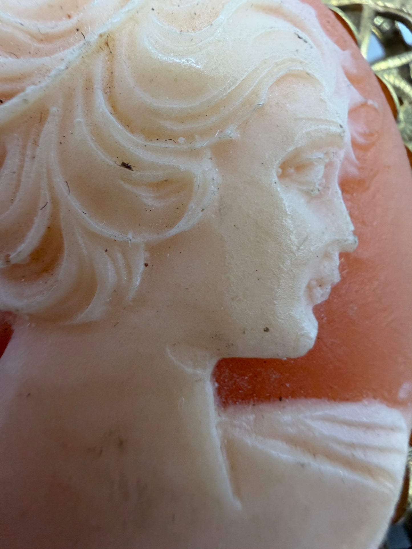 Vintage Rare Pink Miriam Haskell Cameo Flower Brooch
