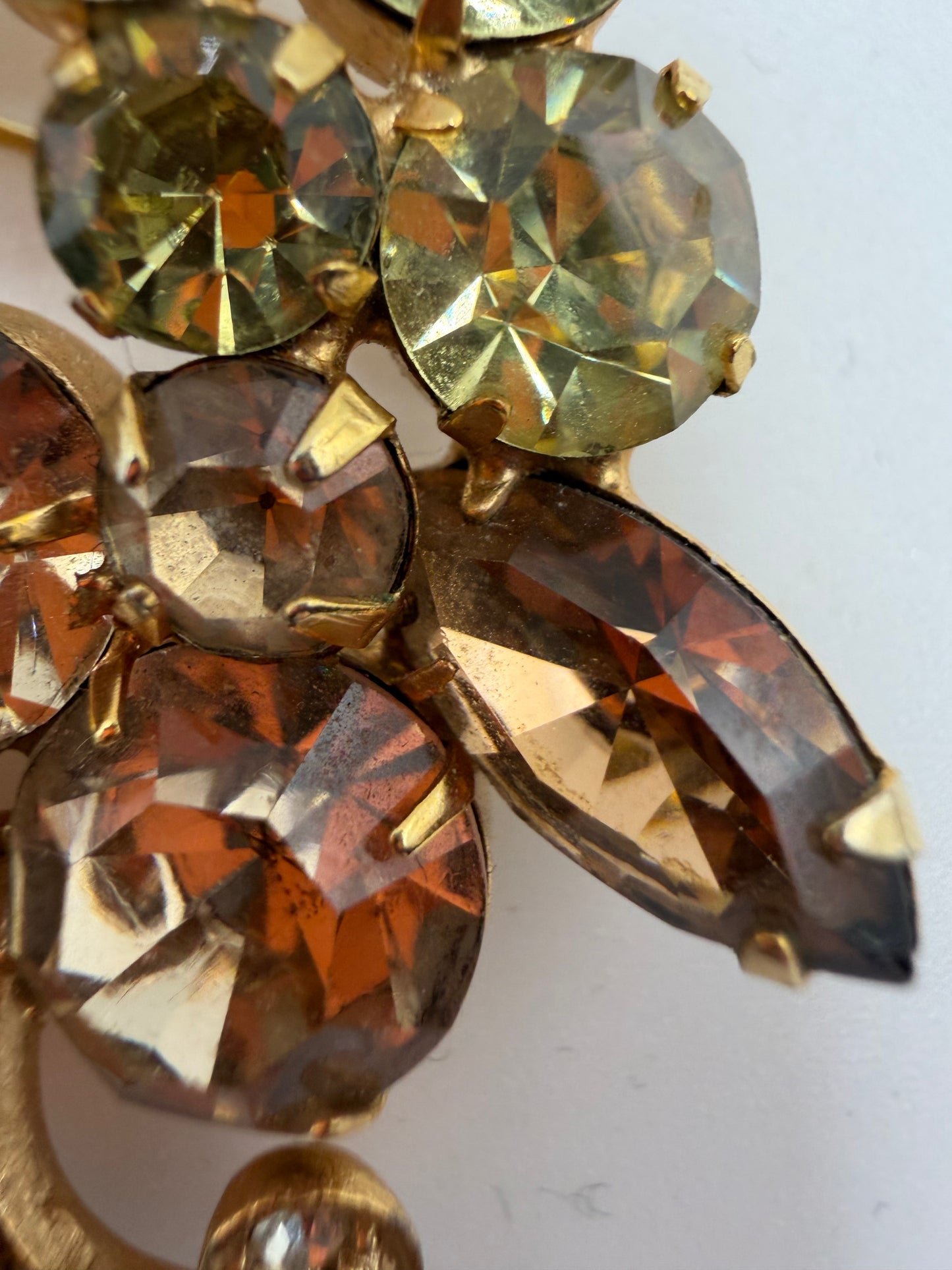 Vintage Weiss Lemon Citrine Paradise Rhinestone Brooch