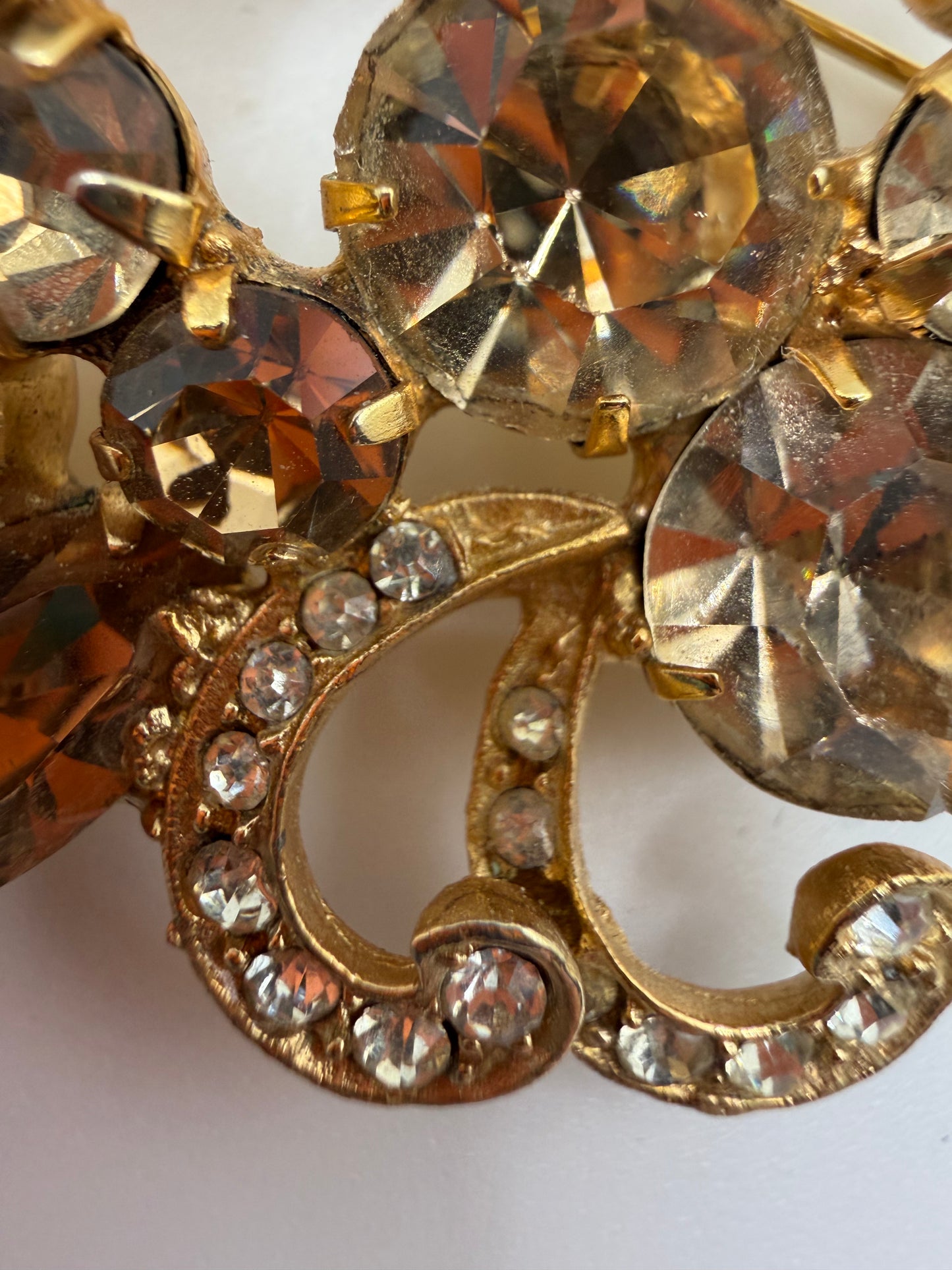 Vintage Weiss Lemon Citrine Paradise Rhinestone Brooch