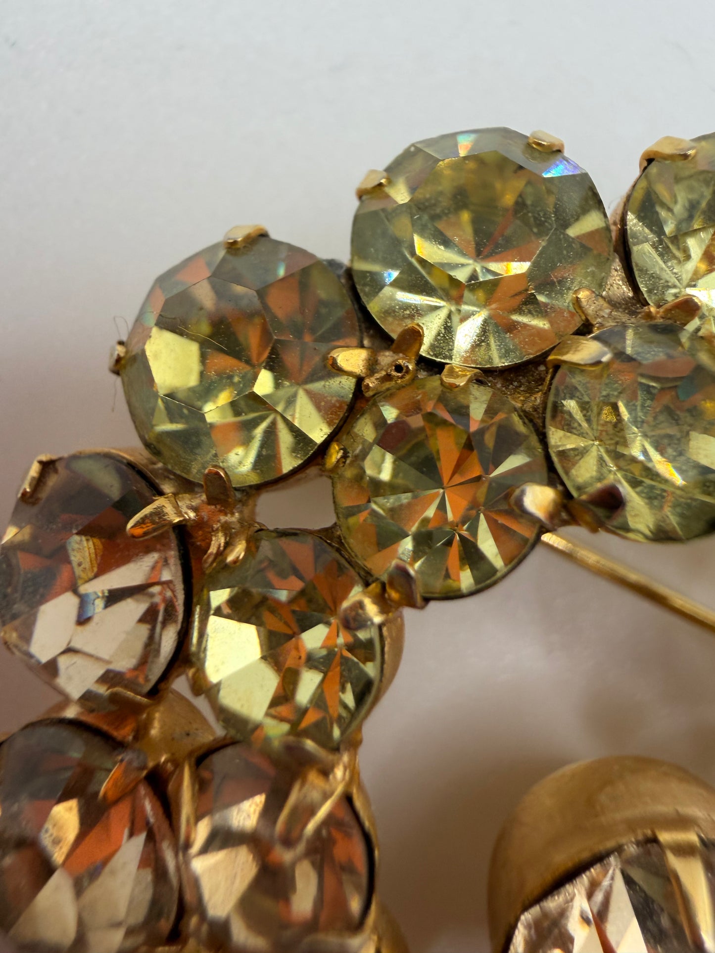 Vintage Weiss Lemon Citrine Paradise Rhinestone Brooch