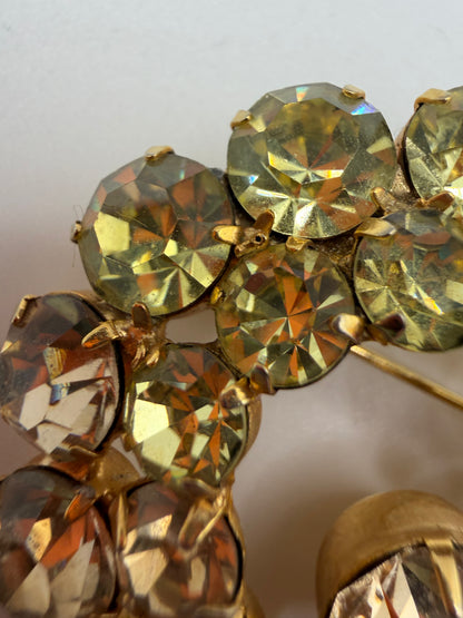 Vintage Weiss Lemon Citrine Paradise Rhinestone Brooch