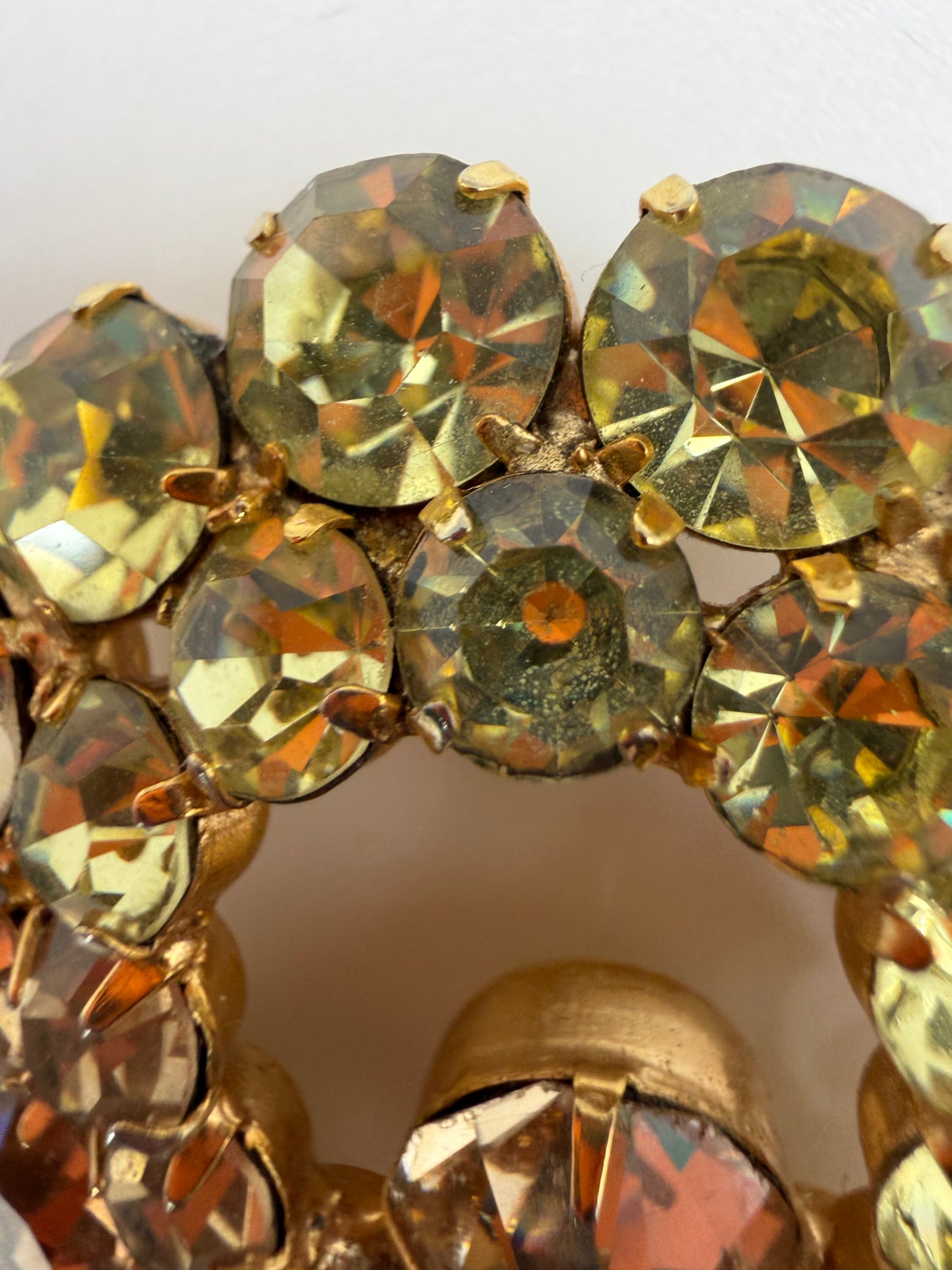 Vintage Weiss Lemon Citrine Paradise Rhinestone Brooch