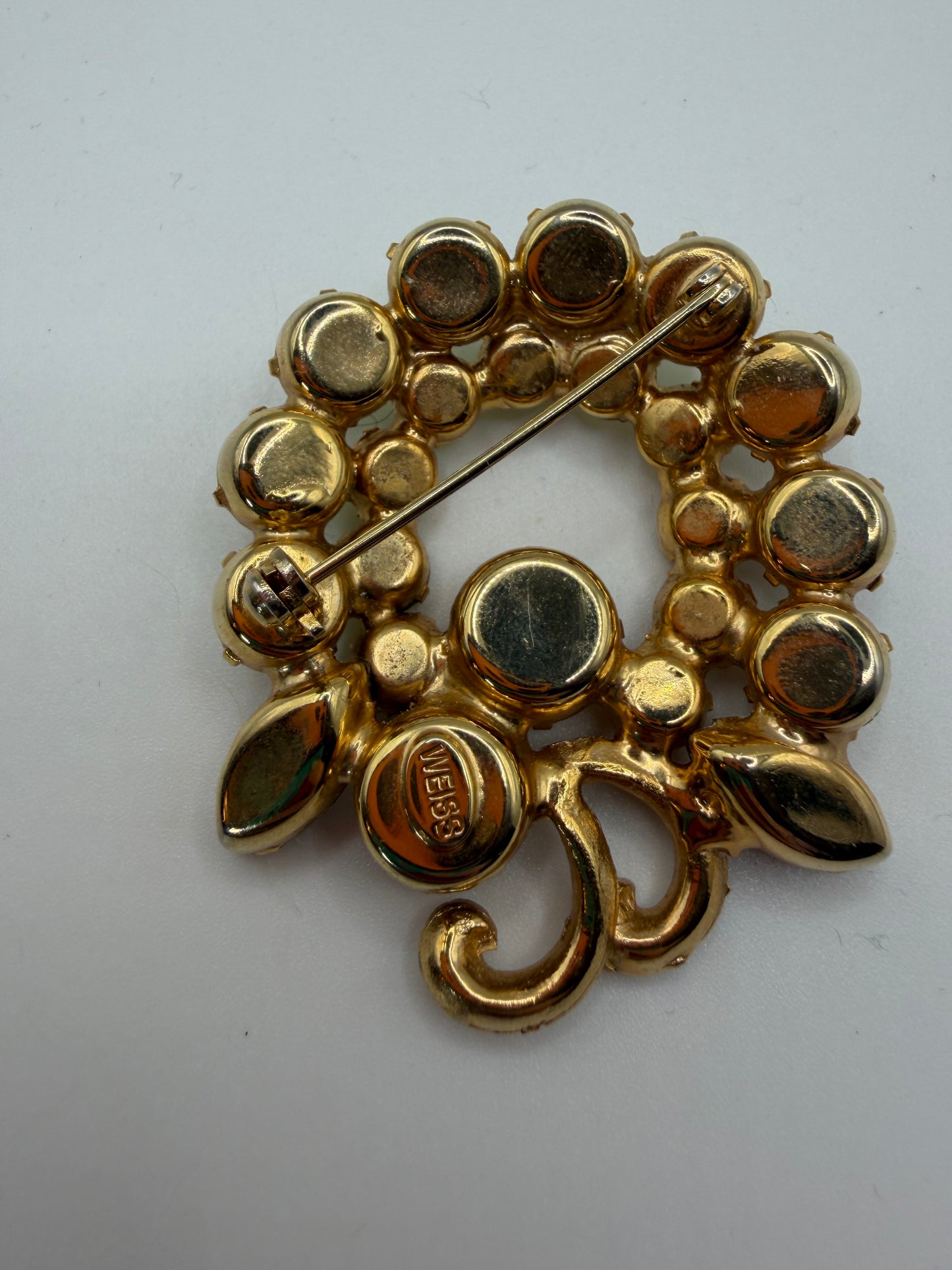 Vintage Weiss Lemon Citrine Paradise Rhinestone Brooch