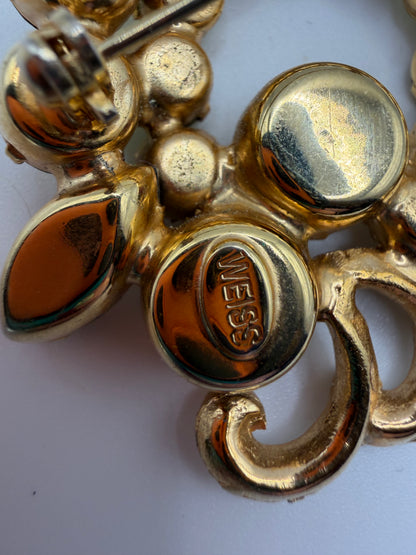 Vintage Weiss Lemon Citrine Paradise Rhinestone Brooch