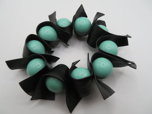 Iris Apfel's Vintage Turquoise Wooden Bead and Leather Bracelet