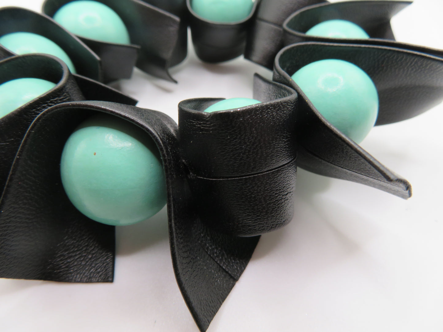 Iris Apfel's Vintage Turquoise Wooden Bead and Leather Bracelet