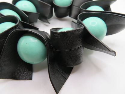 Iris Apfel's Vintage Turquoise Wooden Bead and Leather Bracelet