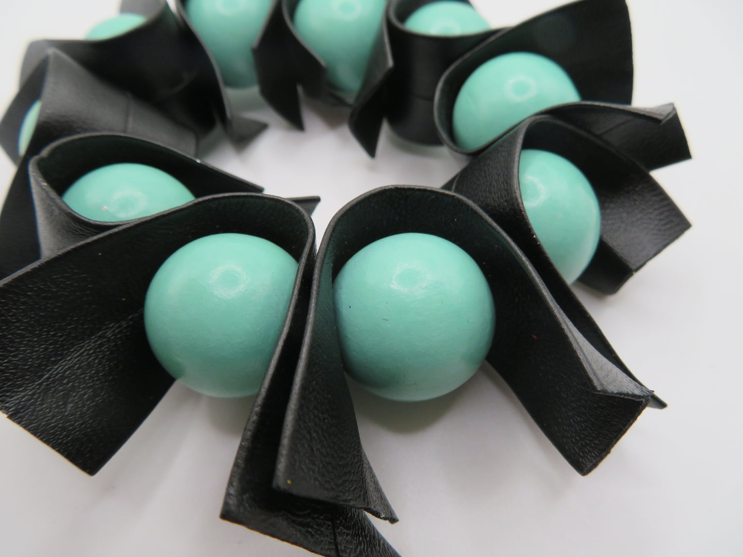 Iris Apfel's Vintage Turquoise Wooden Bead and Leather Bracelet