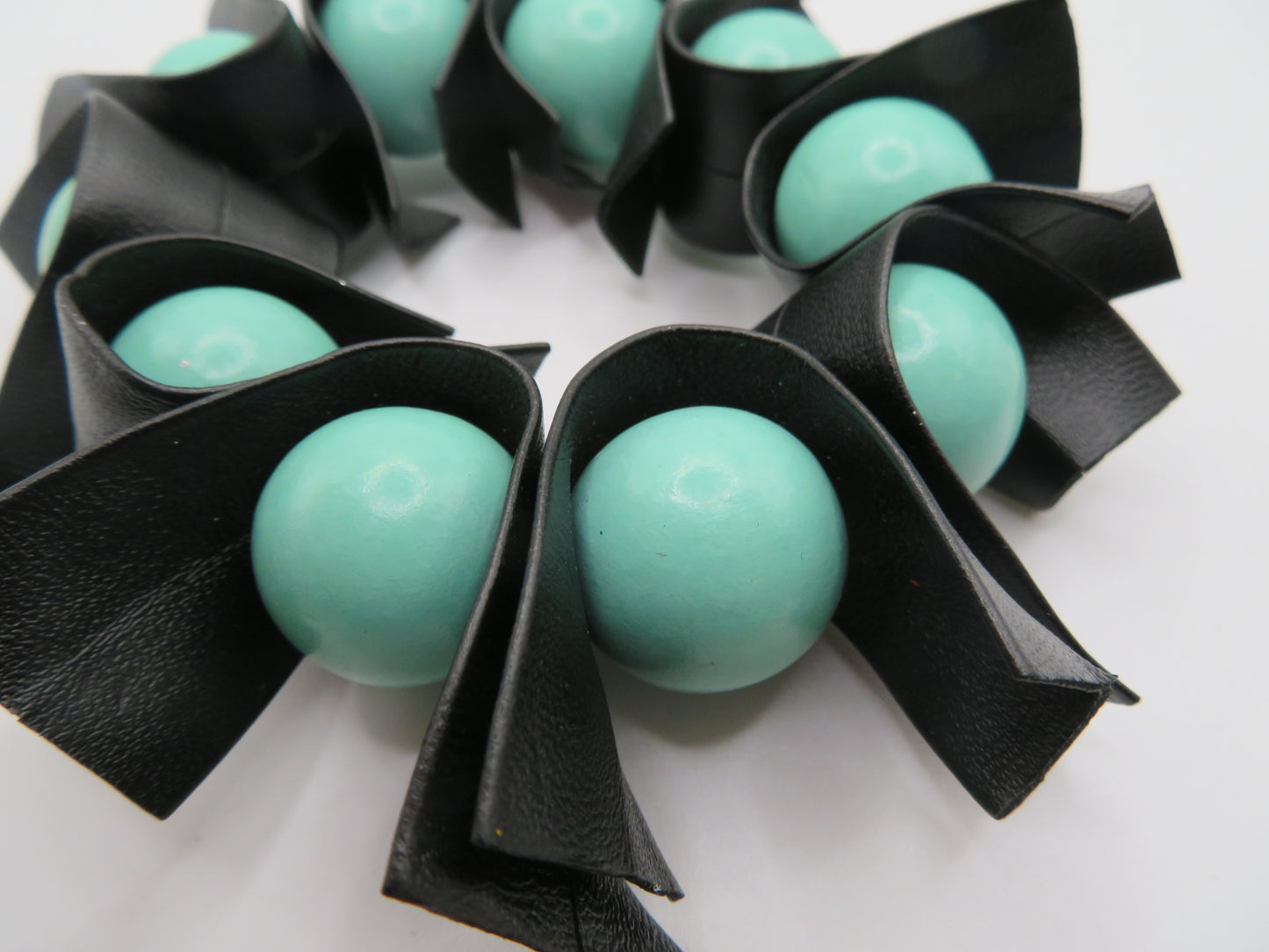 Iris Apfel's Vintage Turquoise Wooden Bead and Leather Bracelet