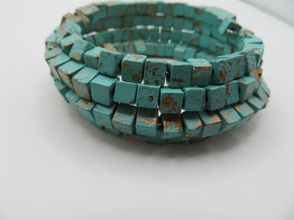 Iris Apfel's Vintage Turquoise Wooden Squared Beaded Bracelet