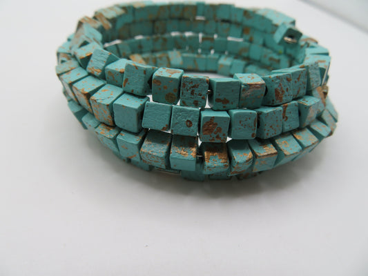 Iris Apfel's Vintage Turquoise Wooden Squared Beaded Bracelet