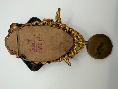 Vintage Sarah Jane Victorian Revival Cherub & Locket Statement Brooch