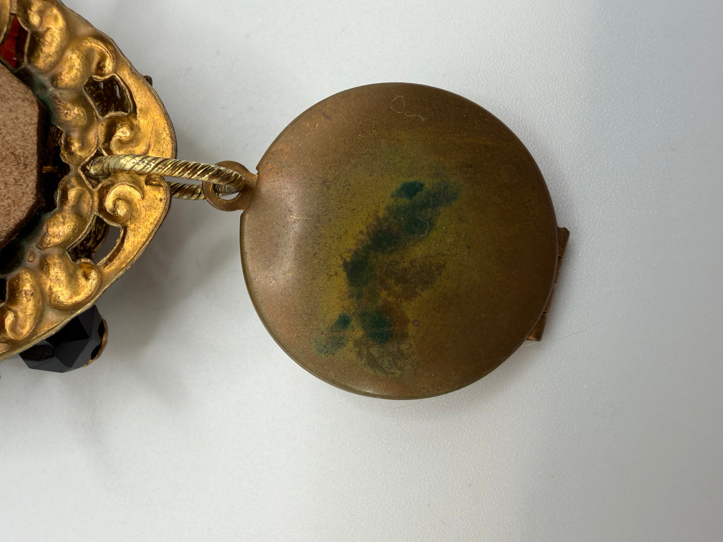 Vintage Sarah Jane Victorian Revival Cherub & Locket Statement Brooch
