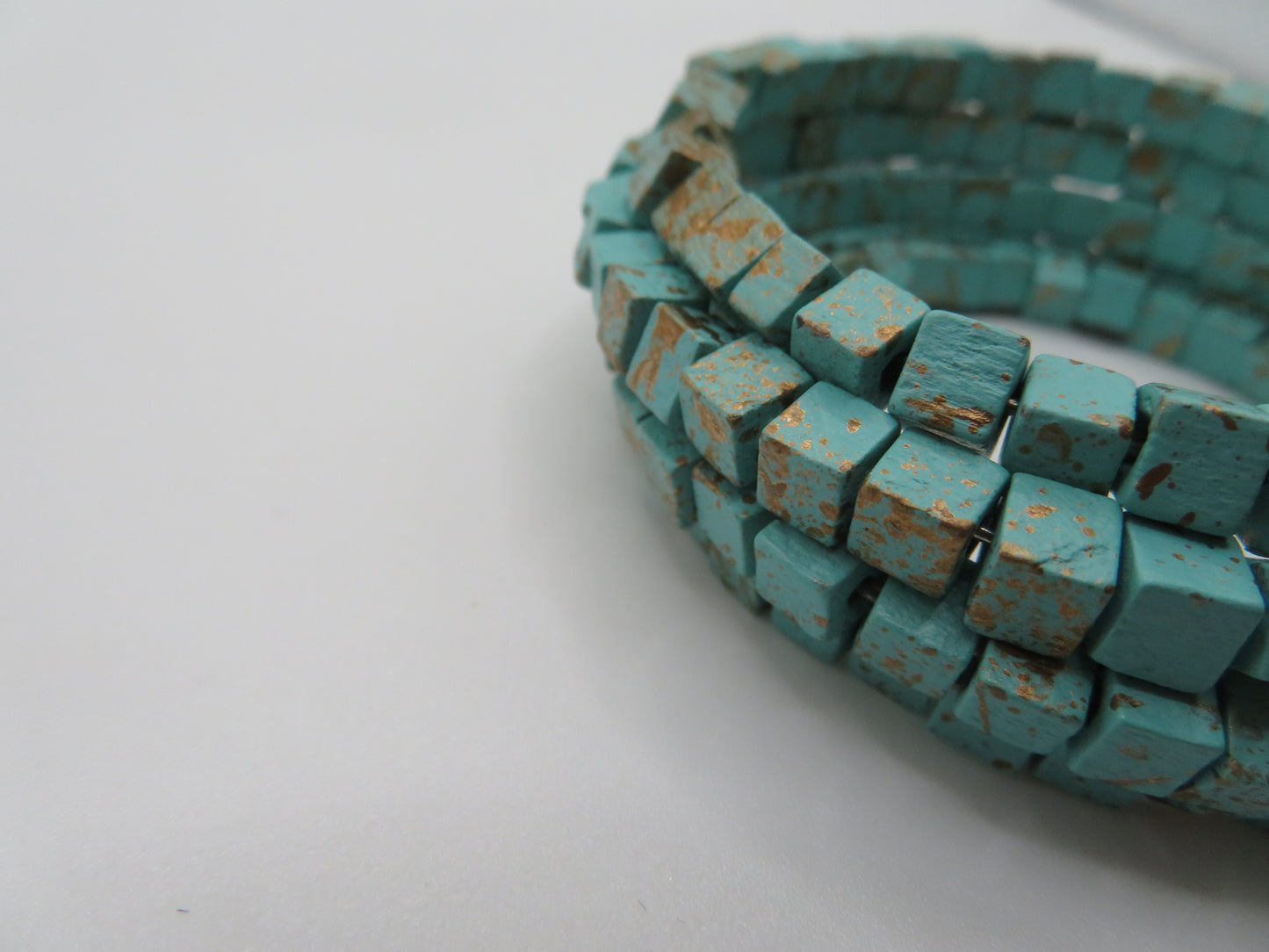 Iris Apfel's Vintage Turquoise Wooden Squared Beaded Bracelet