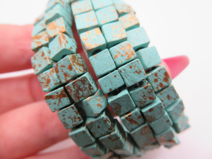Iris Apfel's Vintage Turquoise Wooden Squared Beaded Bracelet