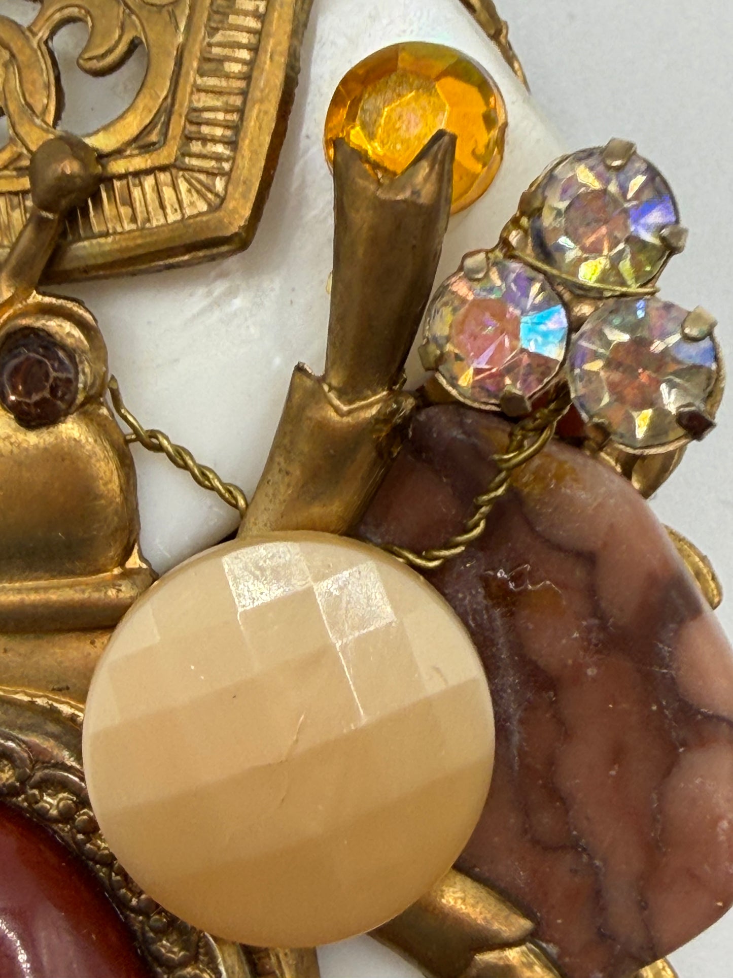 Vintage Sarah Jane Carnelian Scarab Statement Pendant Brooch